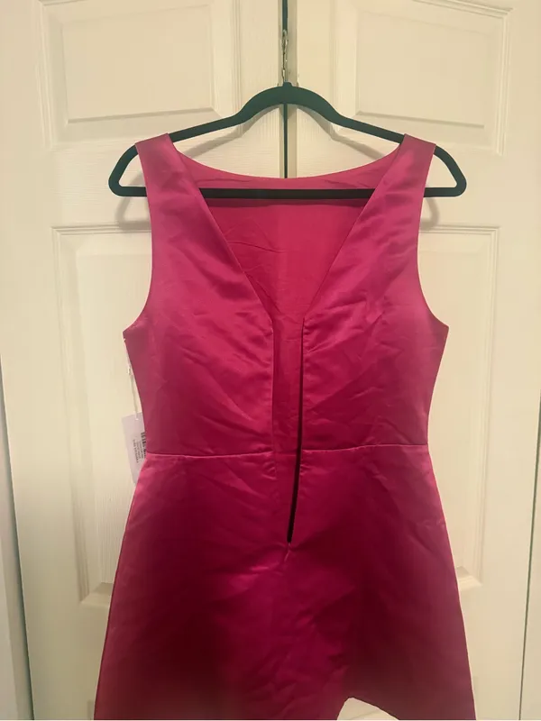 NWT Reformation Zenni Dress Rhubarb Pink Raspberry Mini Dress Boatneck Size 8 - Image 6