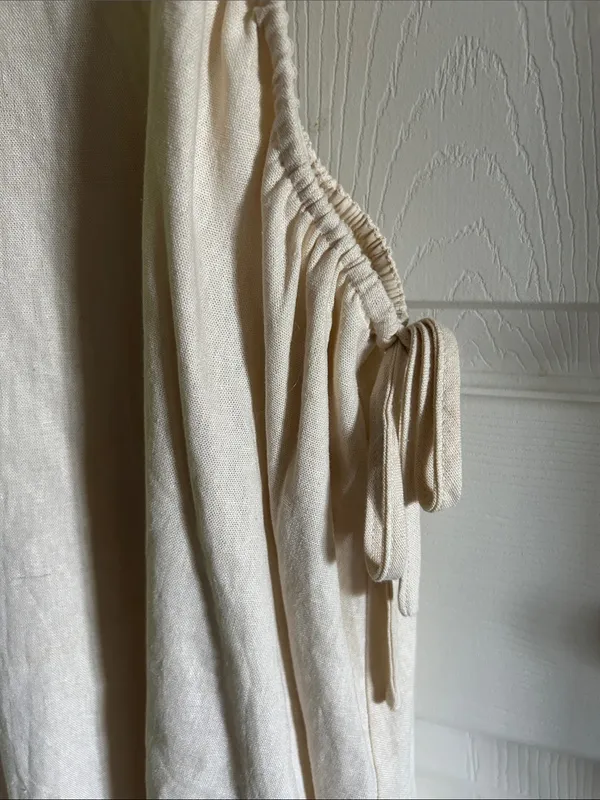 1.State Womens Linen Cut Out Tie Detail Scoop Neck‎ Mini Dress in Oatmeal Sz Med - Image 6