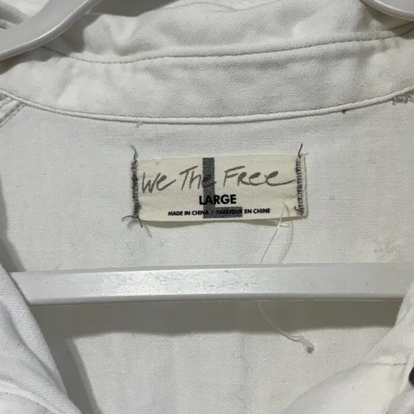 NWOT Free People Hannah Denim White Mini Dress Size Large Long Sleeve - Image 3