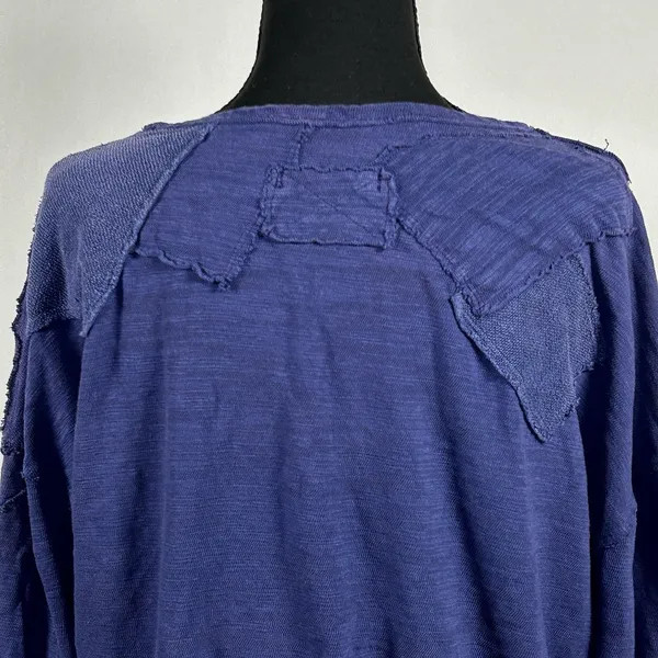 Free People We The Free‎ Blue Patchwork Slouchy Pullover Top Womens Medium Boho - Image 4