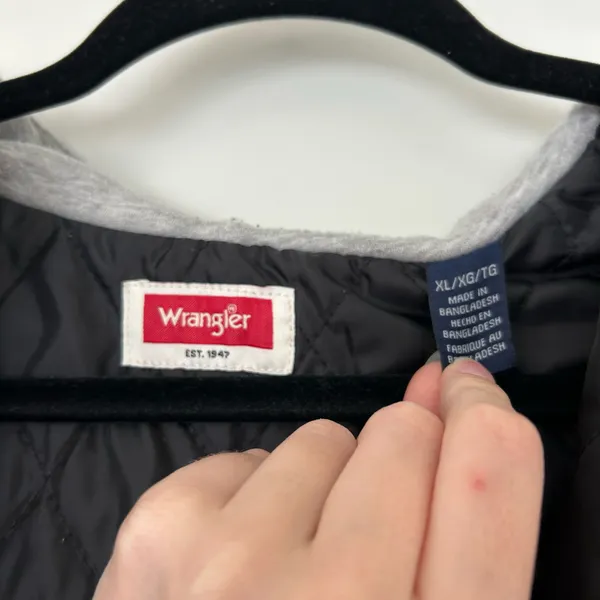 Wrangler black and grey plaid hooded flannel jacket - Image 2