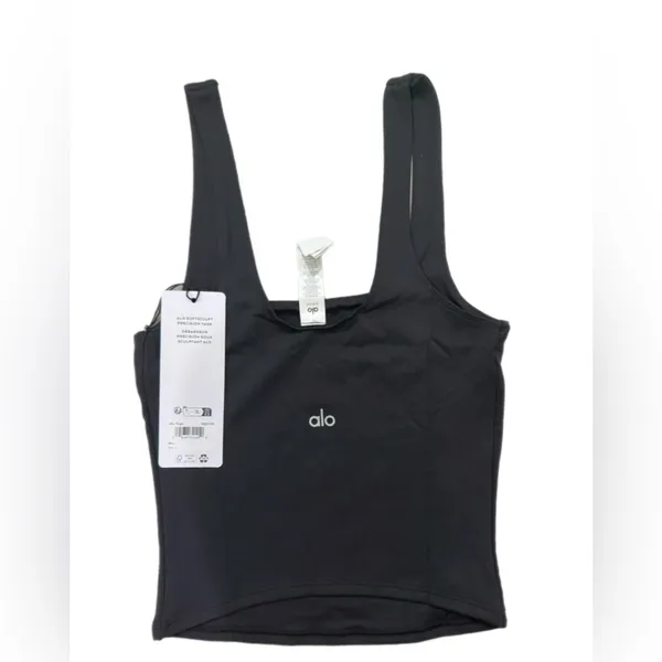 Alo Yoga Black Precision Tank + High-Waist Airlift Legging Set Sz S NWT $202 - Image 5