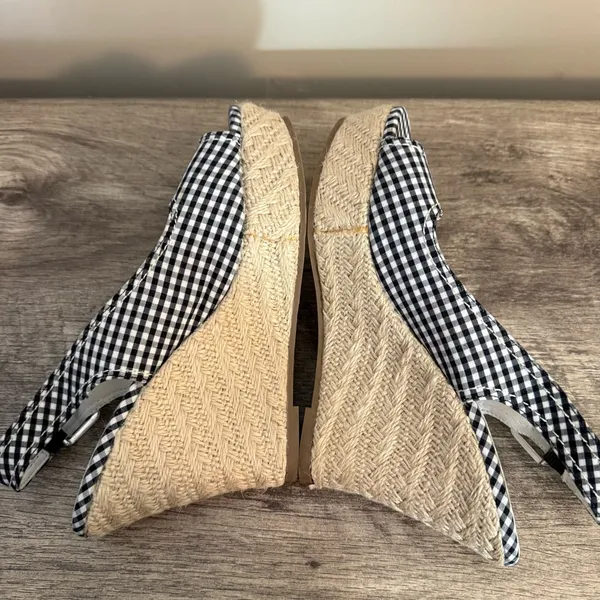 American Eagle Gingham Print Platform Wedges Shoes Women’s Size 7 Black White - Image 12