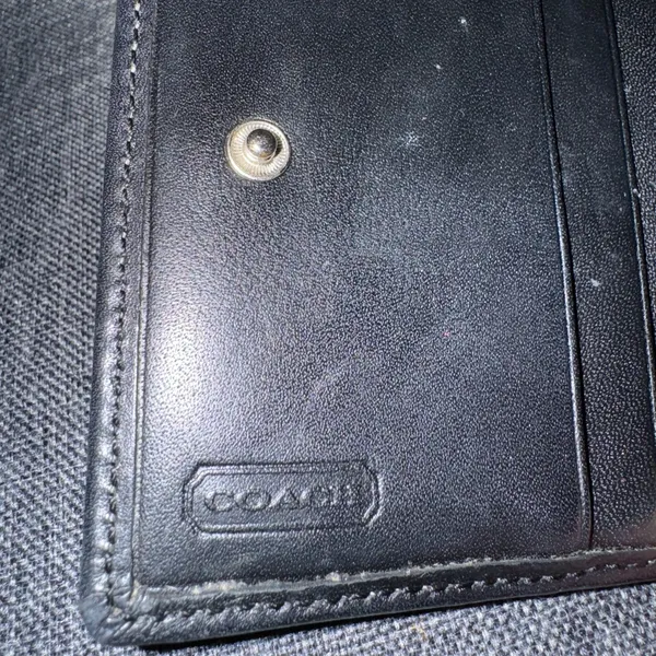 Coach Double Snap Wallet Black Canvas‎ Leather C - Image 4