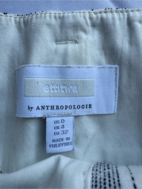 Anthropologie Ett:Twa Mauritius Paperbag Waisted Belted White Black Pants Size 0 - Image 4