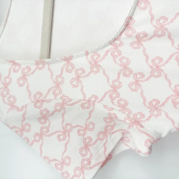 Arden B‎ Womens Pink Bow Print Coquette Y2K Ribbed Bodycon Mini Dress Size L - Image 2