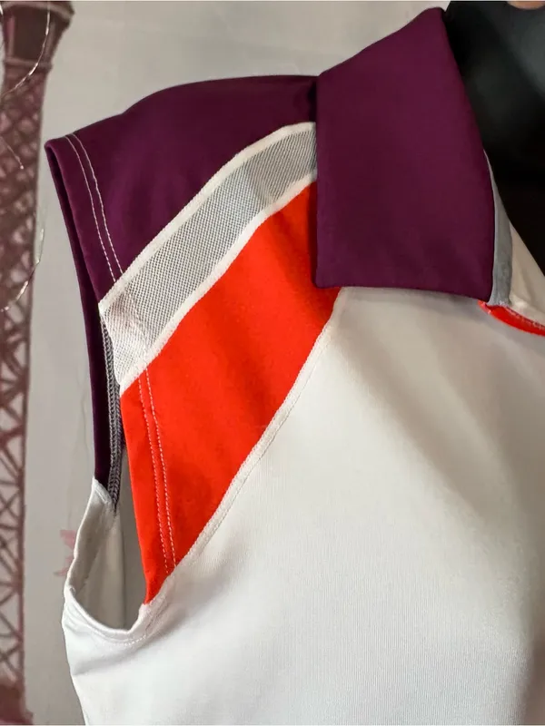Under Armour White Sleeveless Polo Tank with Purple & Orange Trim M - Image 6
