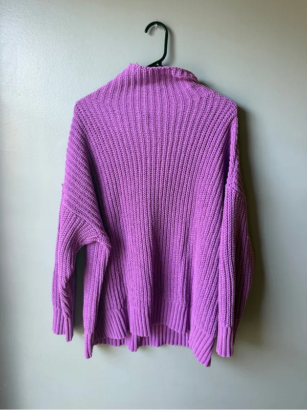Aerie Purple Chunky Knit Oversized Turtleneck Sweater Women’s Large - Image 6