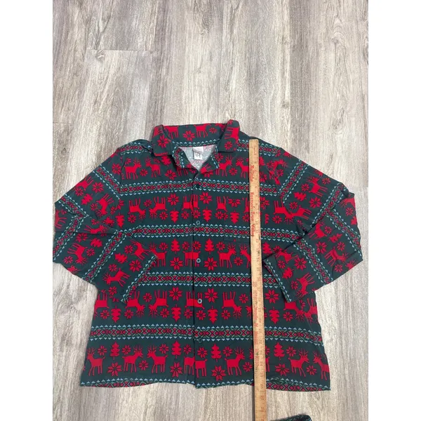 Hanna Andersson Soft‎ Womens XL Tencel Pajama Set Green Red Reindeer Fair Isle - Image 10