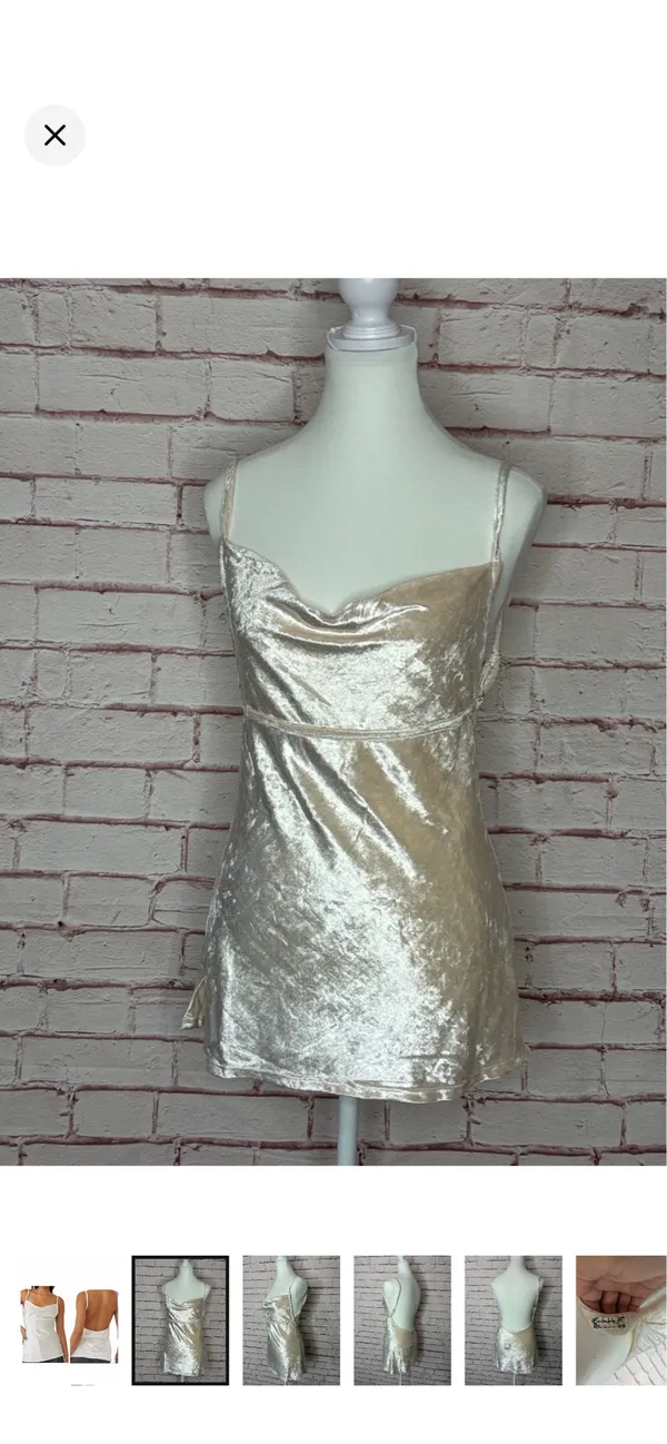 Intimately Free People Velvet All Night Tunic in Champagne NWT Small. Stretchy and soft. Completely open back. Adjustable straps. 14.5-15.5” bust 26” long approximately - Image 3