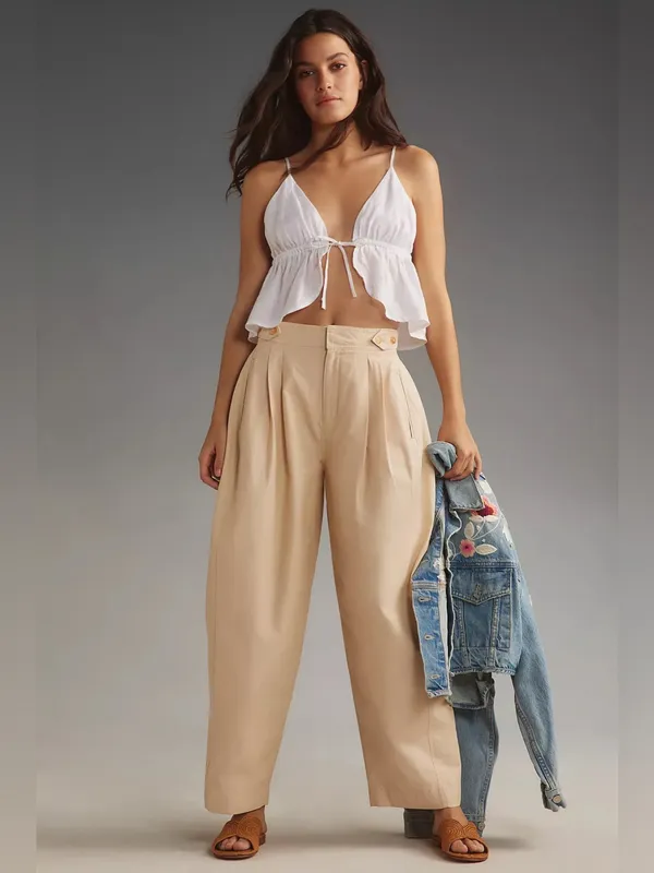 Anthropologie Maeve Utility Barrel Trouser Pants in Khaki Tan - Size US 6 - Image 3
