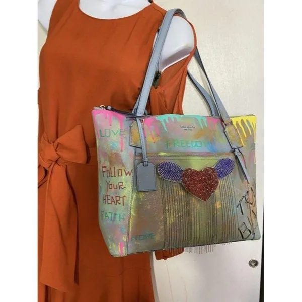 kate spade w handbag customized by me w graffi mul - Image 9