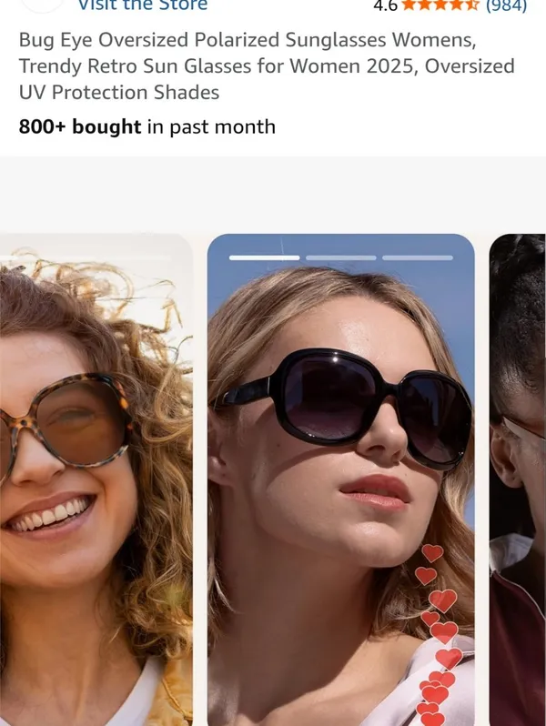 Black Oversized Women's Sunglasses - Polarized UV Protection - Image 2