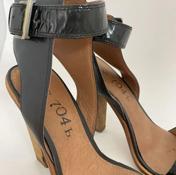 Anthropologie No 704b Almada Black Ankle Strap Patent Leather Size 39.5M Heels - Image 3