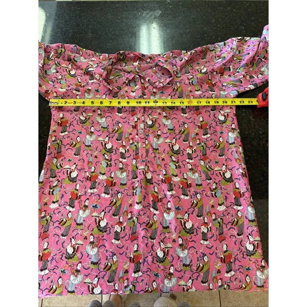 Josie Natori Sleepshirt Gown Sz S Oriental Geisha Pink‎ Figural FLAW READ - Image 9