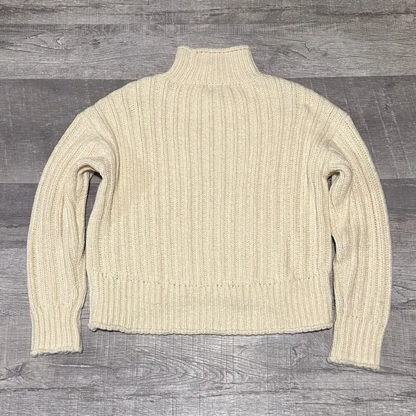 Kut From The Kloth Leona Ribbed Turtleneck Sweater Womens M Ivory Chunky Knit - Image 5