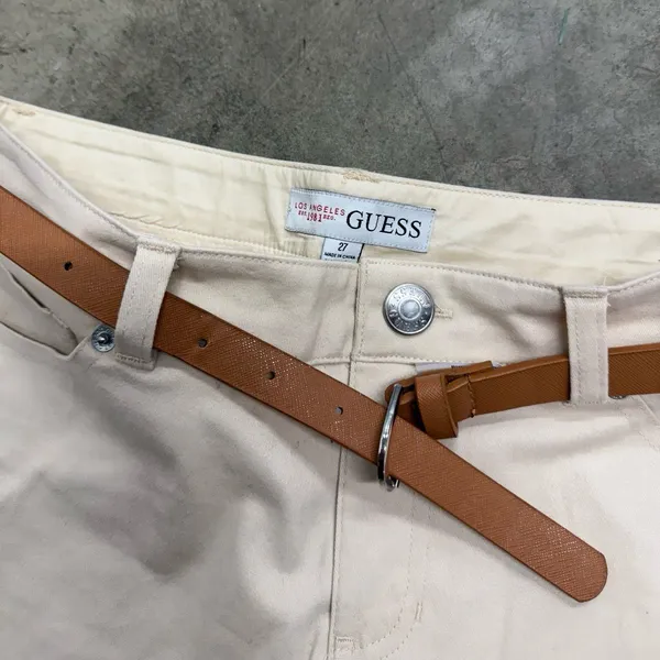 Vintage y2k retro Guess tan micro shorts with belt - Image 2