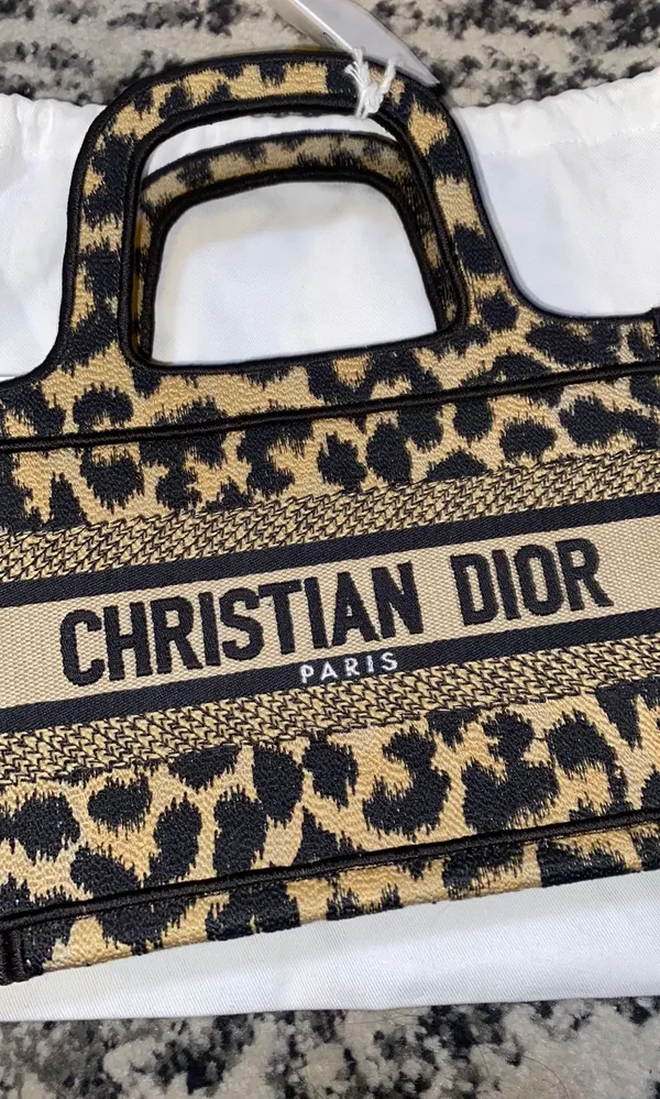 Dior Mini Book Tote Beige Multicolor Mizza Embrodiery - Image 6