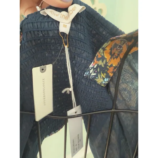 ANTHROPOLOGIE‎ M Love The Label Patchwork Cropped Tank Off Shoulder Top coquette - Image 6
