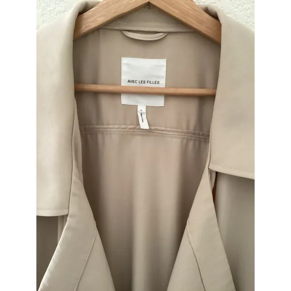 Avec Les Filles Tan Classic Trench Coat Preppy Minimalist - Image 2