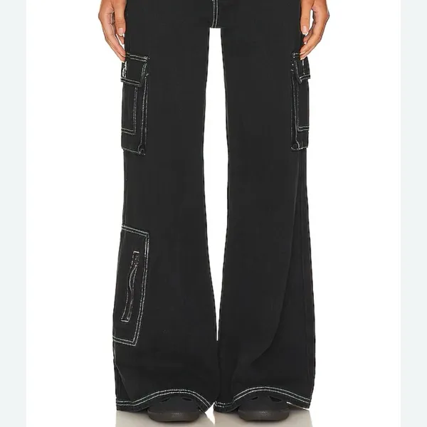 Superdown Natt Baggy Cargo Black Wide Leg Jeans Size XS - Image 3