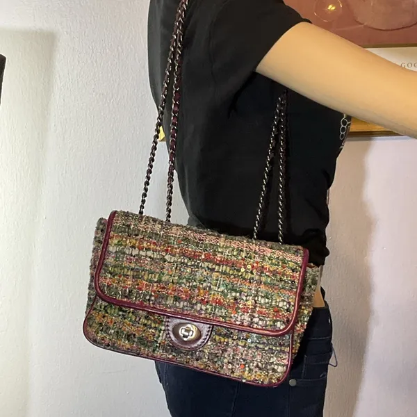 Patricia Nash Lorenza Flap Mauve Plaid & Leather Crossbody/Shoulder Bag‎ - Image 6