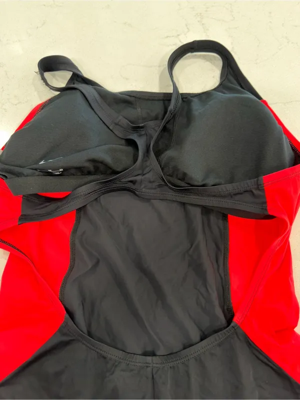 Nike Black One-Piece Swimsuit with Red Side Panels and Scoop Neck - Image 6