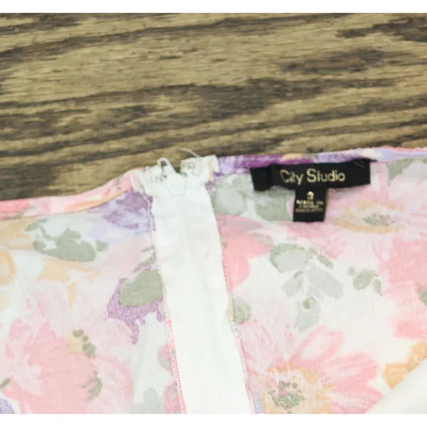 NWT City Studios Juniors Tiered Tie-Bodice Dress Pink Multi 3 - Image 7