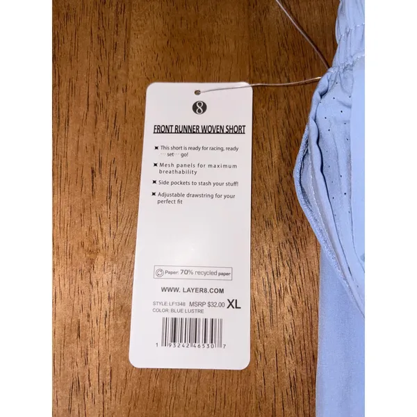 Layer 8 Front‎ Runner Woven Shorts Running Athletic Mesh Blue XL - Image 3