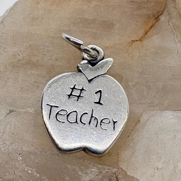 Vintage Shube Dakota West Sterling Silver #1 Teacher Apple Charm 2.5g 925 - Image 3
