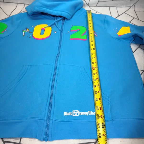 Disney Zip Up Hoodie XL Blue 2024 Walt Disney World Character Graphic Sweatshirt - Image 3