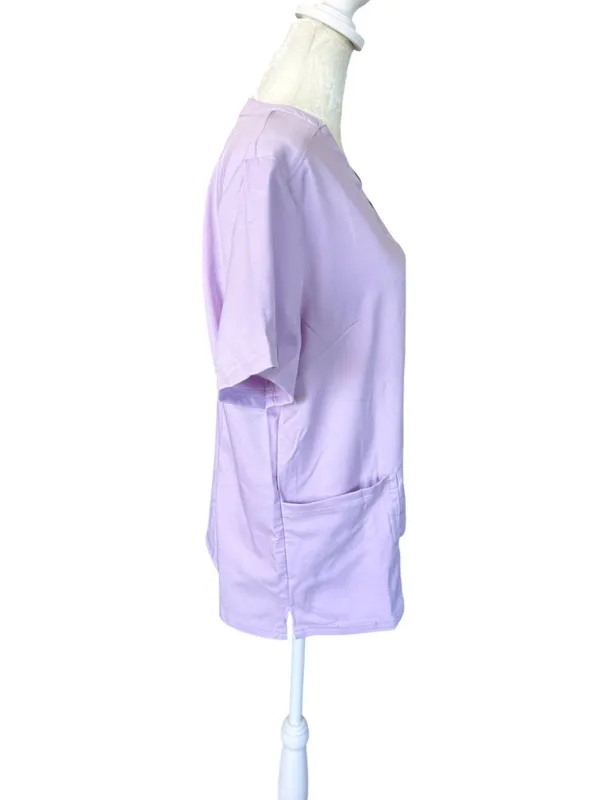 NiaaHinn women's lavender short sleeve v-neck pullover scrub top size medium - Image 3