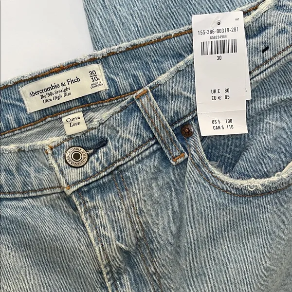 ABERCROMBIE & FITCH The 90’s Straight Ultra High Rise Jeans Size 30 / 10R NWT - Image 12