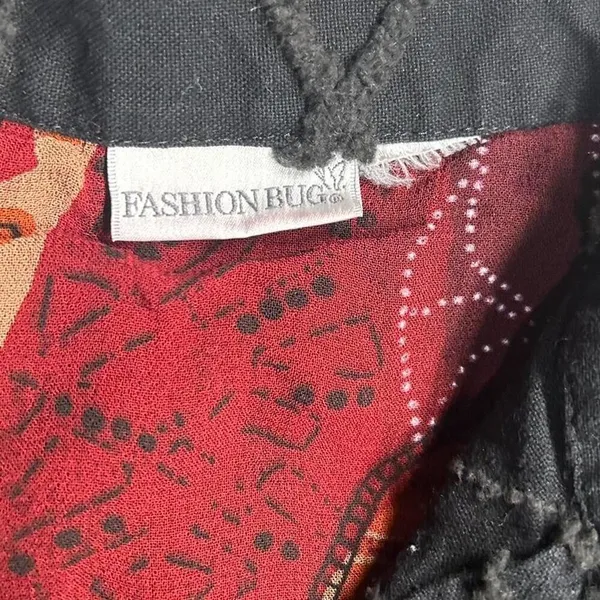 Fashion Bug Button Up Jacket Black Floral Embroidered Patchwork - Image 3