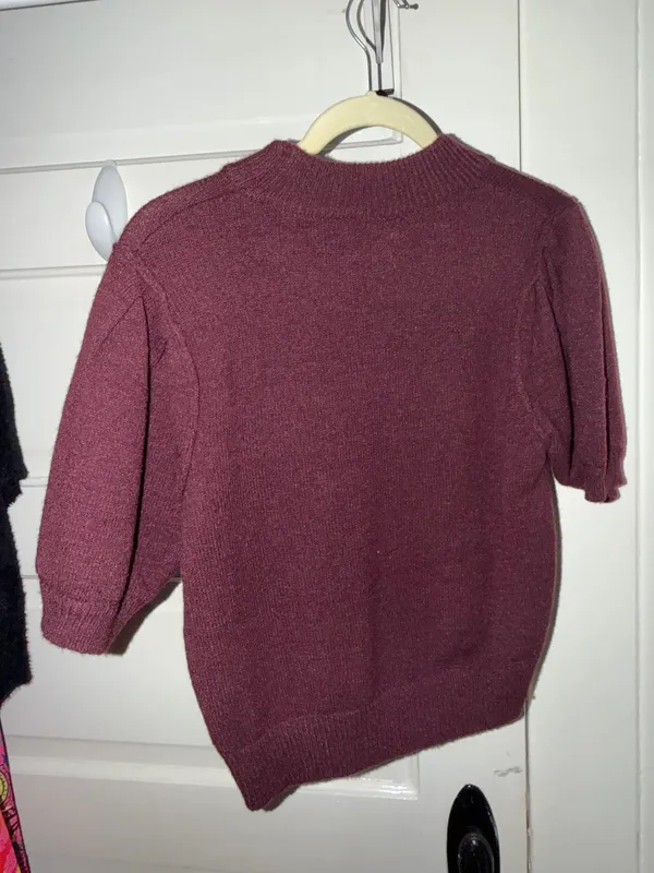 Peach Love California Maroon “TouchDown” short sleeve sweater - Image 4