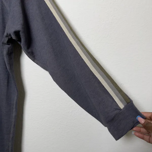 NEW Monrow‎ Mommy Women Cotton Dress L Grey Raglan Long Sleeve Stripe Casual - Image 3