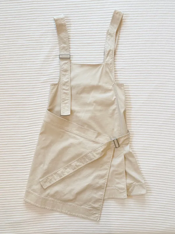 COS Asymmetrical Cream Strap Wrap Pinafore Cotton Dress - Image 6