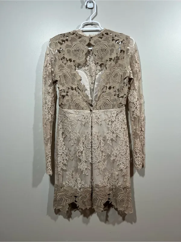 SAYLOR Leondra Nude Lace Long-Sleeve Mini Dress Size XS - Image 7