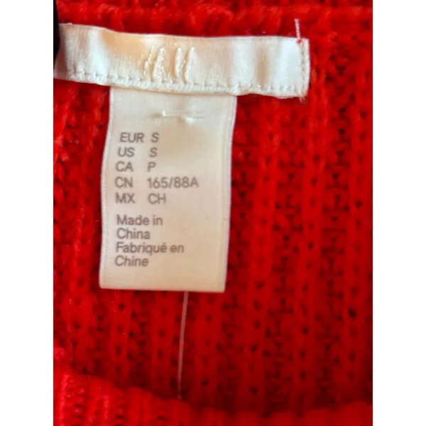 HM Red Ribbed Knit Wool Blend Crew Neck Sweater Small P/N 0521302 6 preppy - Image 5