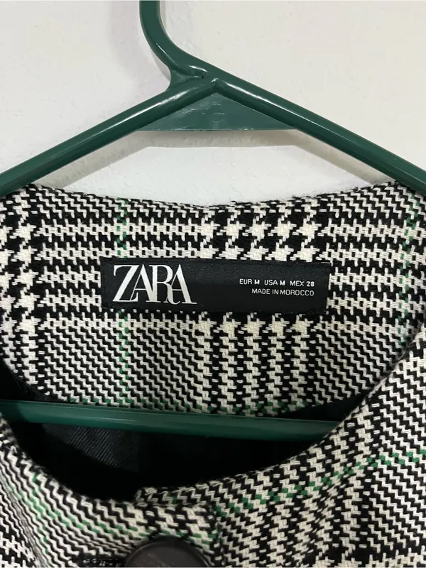 Zara Black & White Plaid Long Coat - Classic Women's Jacket Fall - Image 7