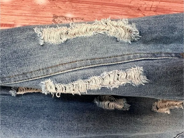 Ci Sono Blue Medium Wash Distressed Boyfriend Oversized Denim Jacket Size M - Image 11