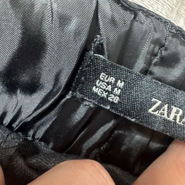 Zara Womens Black Faux Leather Elastic Waist With Pockets Mini Skirt Size M - Image 5