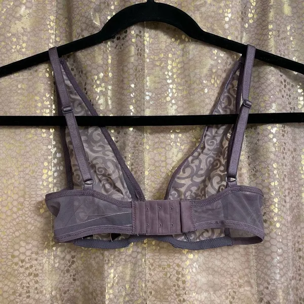 Victorias Secret Gray Mesh Velvet Burnout Bralette, XS‎ - Image 3