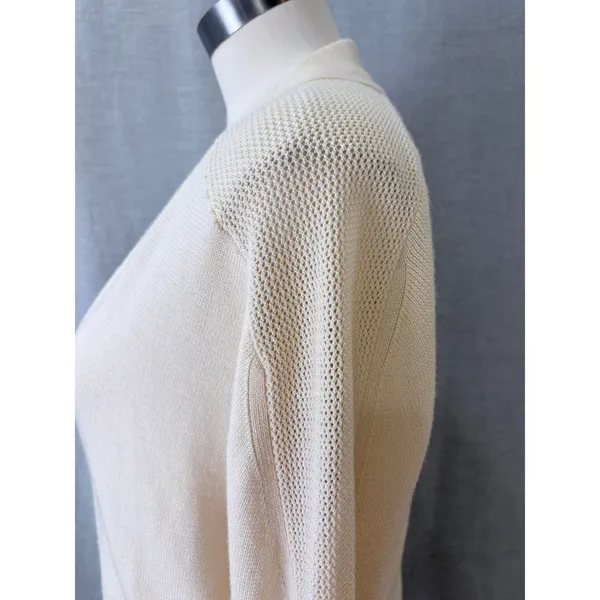 Elie‎ Tahari Merino Wool Cardigan Cream Open Front Hook Closure XL - Image 11