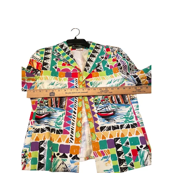Harvé Benard Benard Holtzman Novelty Print Blazer Sailboat Scenic Multi‎ Color 8 - Image 7