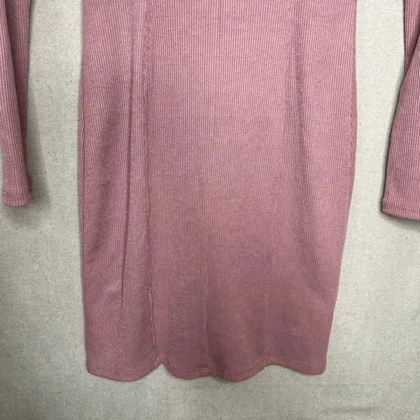 ASTR The Label Blush Ribbed Long Sleeve Bodycon Dress Knee Length Size M - Image 6