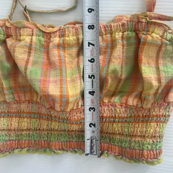 Billabong Crop Top Womens Small PlaidCoastal Cottage Milkmaid Y2K Feminine M - Image 3