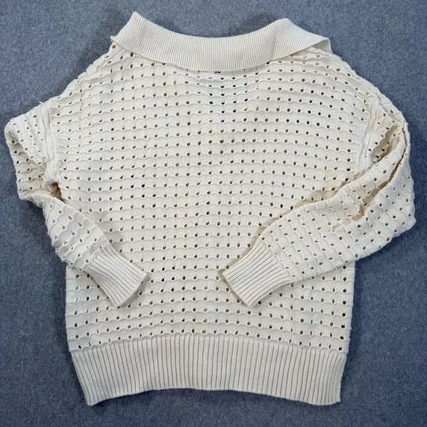 JOIE Sansa Open Knit Sweater Women's Medium Cream Long Sleeve V-Neck - Image 9