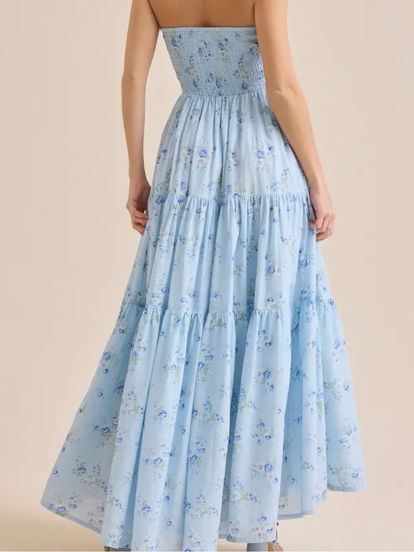 NEW Altar’d State Blue Floral Strapless Maxi Dress Size XL NWT - Image 3