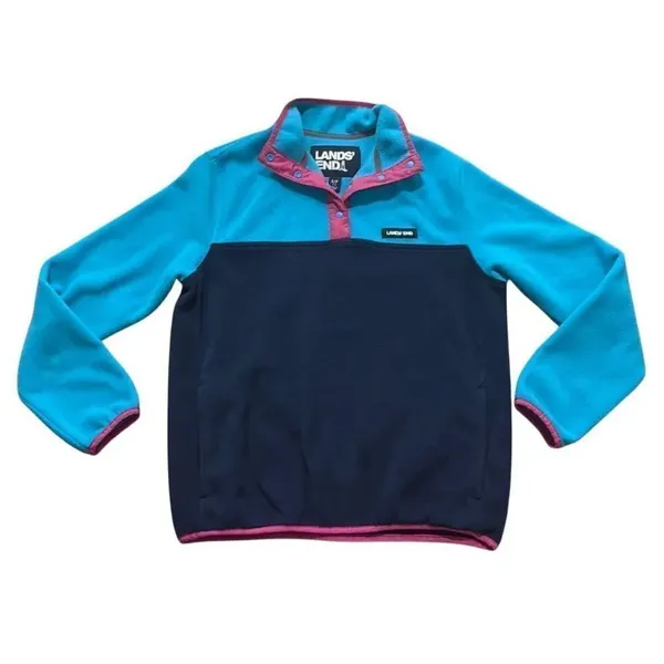 Lands End heritage quarter snap pullover fleece small colorblock - Image 2